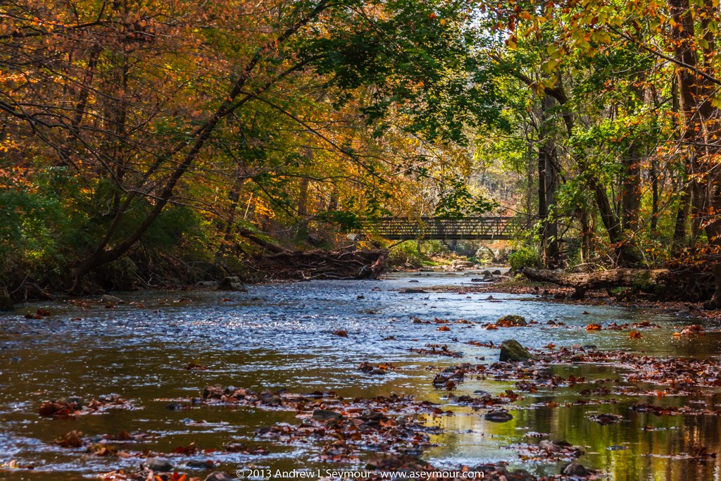 Looking down stream at the bridge crossing the East Branch of the White ...